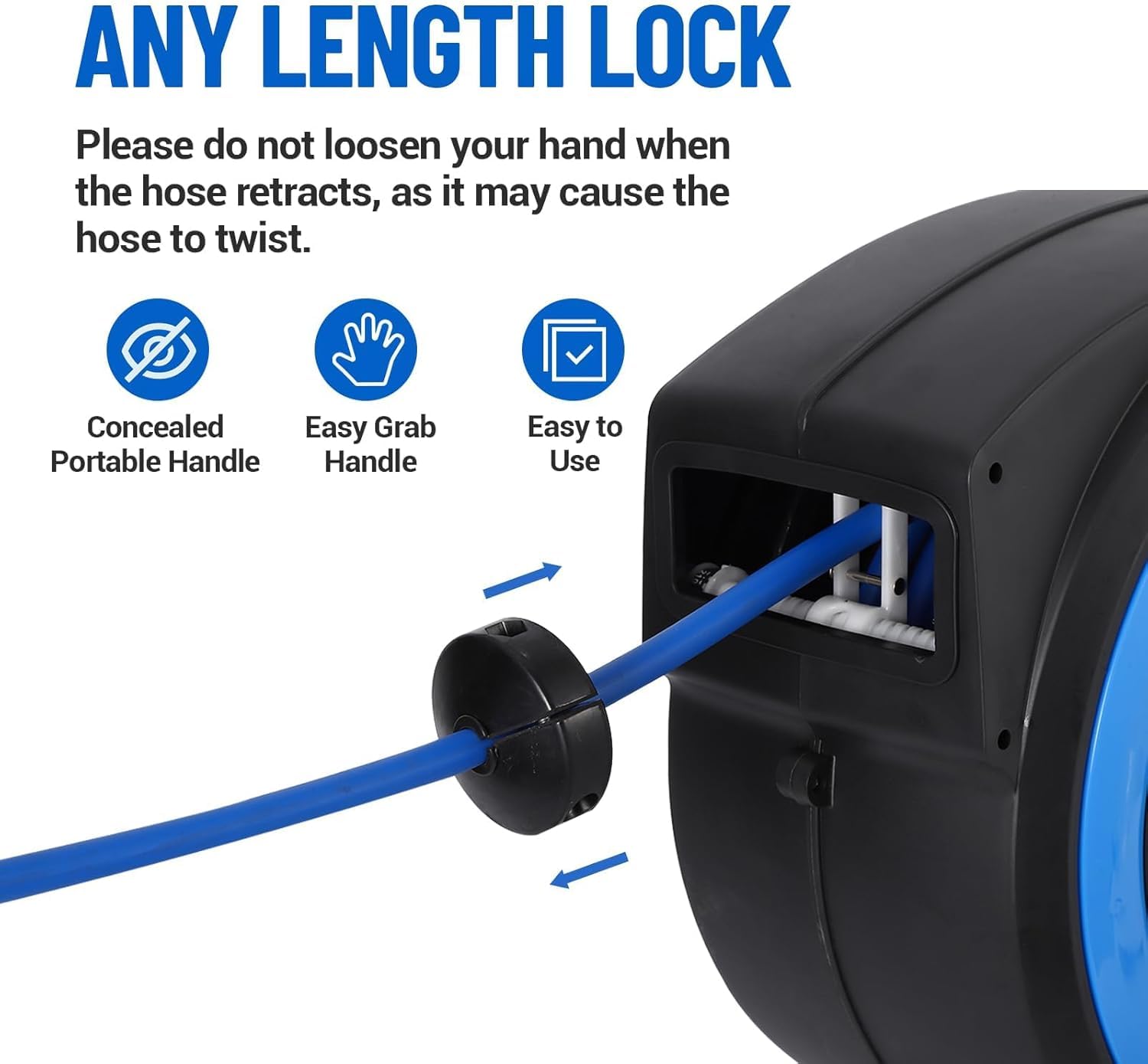 Garvee Heavy Duty Retractable Air Hose Reel for Compressor, 65ft x 3/8in Hybrid Air Hose 300PSI with Auto Rewind, Wall/Ceiling Mount for Workshops