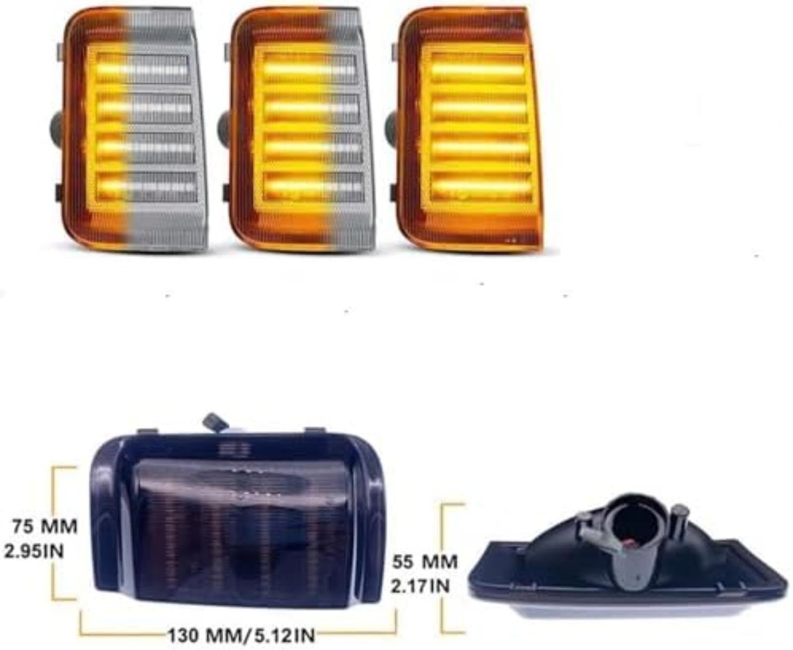 2X Led dynamiczne bursztynowe kierunkowskazy w lusterku bocznym, dla Citroena, dla skoczka, dla przekaźnika 2006-2015-2019 Przedni kierunkowskaz samochodu (1)