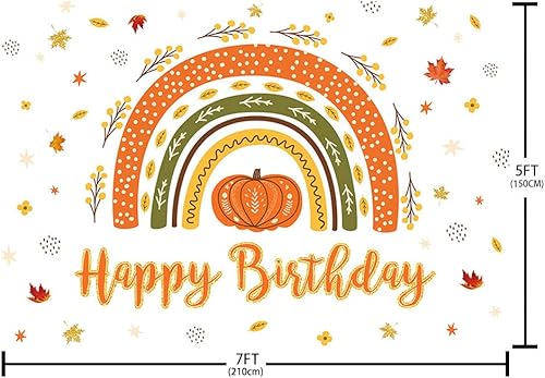 Miniatura 4 de MEHOFOND Decoración de fiesta de cumpleaños de calabaza, telón de fondo de otoño, bohemio, arco iris, suministros de decoración de fiesta de