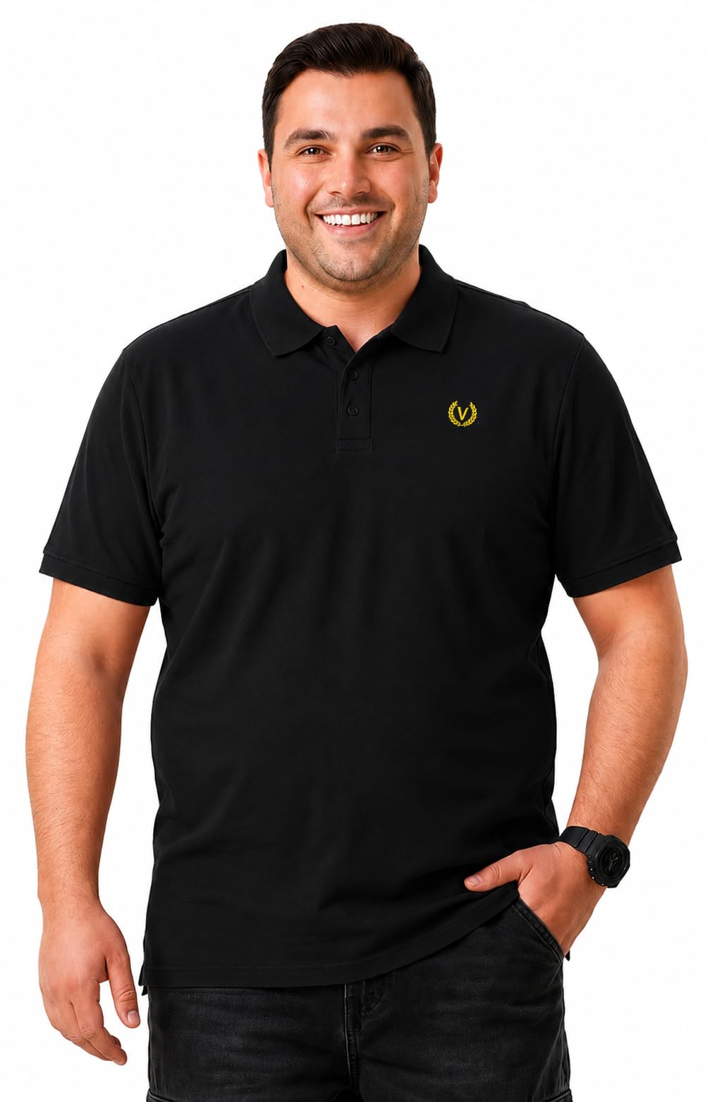 mack jonney Plus Size Men's Solid Polo T-Shirt | Premium Cotton Blend Collared Half Sleeve Regular Fit Casual Polo Tee for Men-MJ-50-picture-15