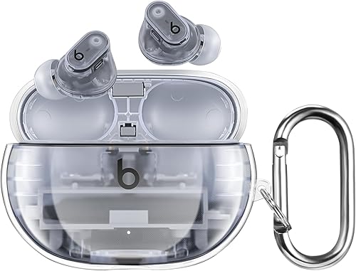 Fintie Funda transparente para los nuevos Beats Studio Buds + (2023) Beats Studio Buds 2021, funda protectora para auriculares antipérdida a prueba