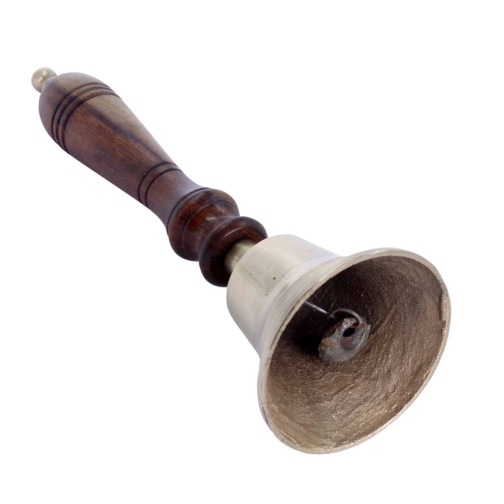 Handglocke aus massivem Messing mit Holzgriff, super laut, lange Schule, mit Messing-Klappe für Hotel, Empfang, Abendessen, Bibliothek, Kneipe, Schule, Haustierspiel