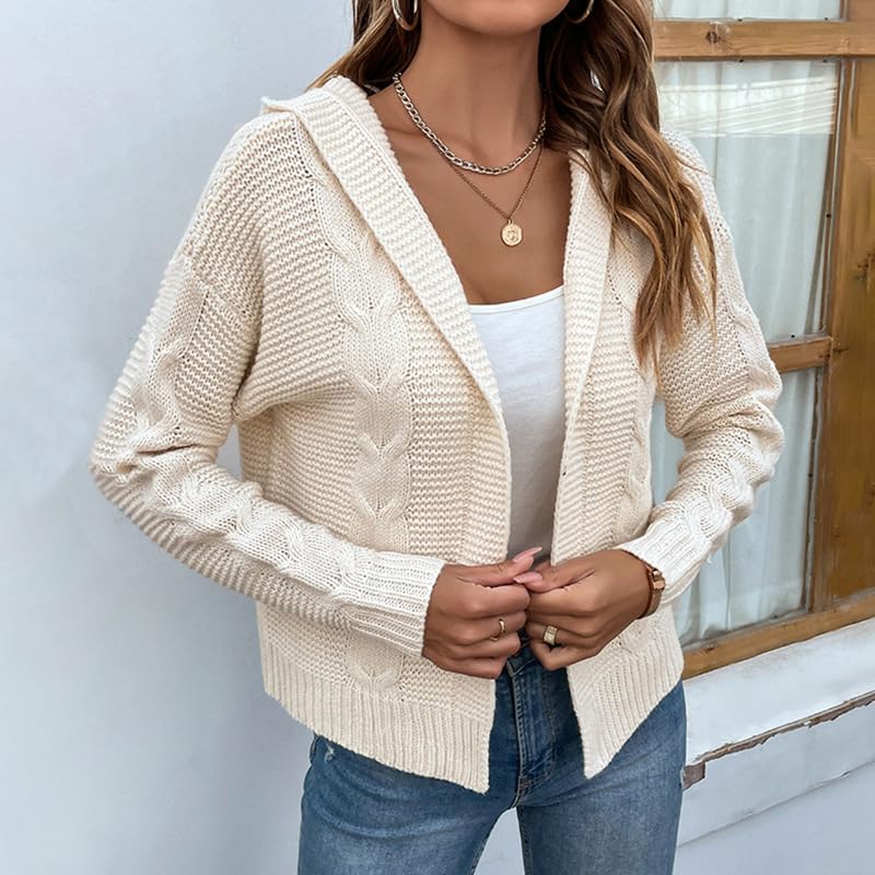 Women's Hooded Cardigan Sweater Knitted Sweater Autumn and Winter Twist Sweater Women's Cardigan Jacket Stylish Knit Sweater3