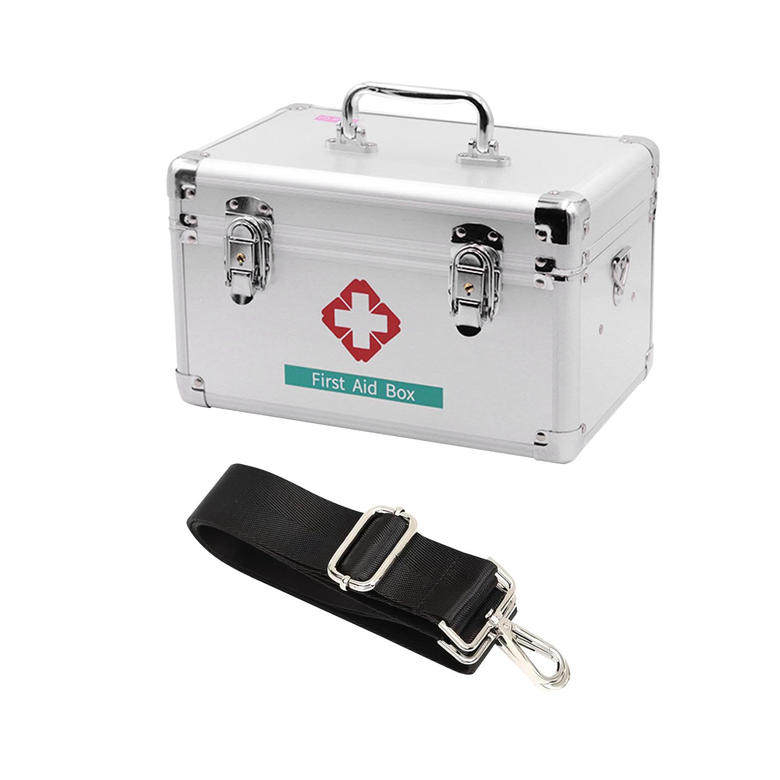 Botiquín de Portátil Caja de Almacenamiento Vacía con Correa Ajustable Cierre con Llave y Organización Interna Adecuada para Viajes, 31x20x19cm