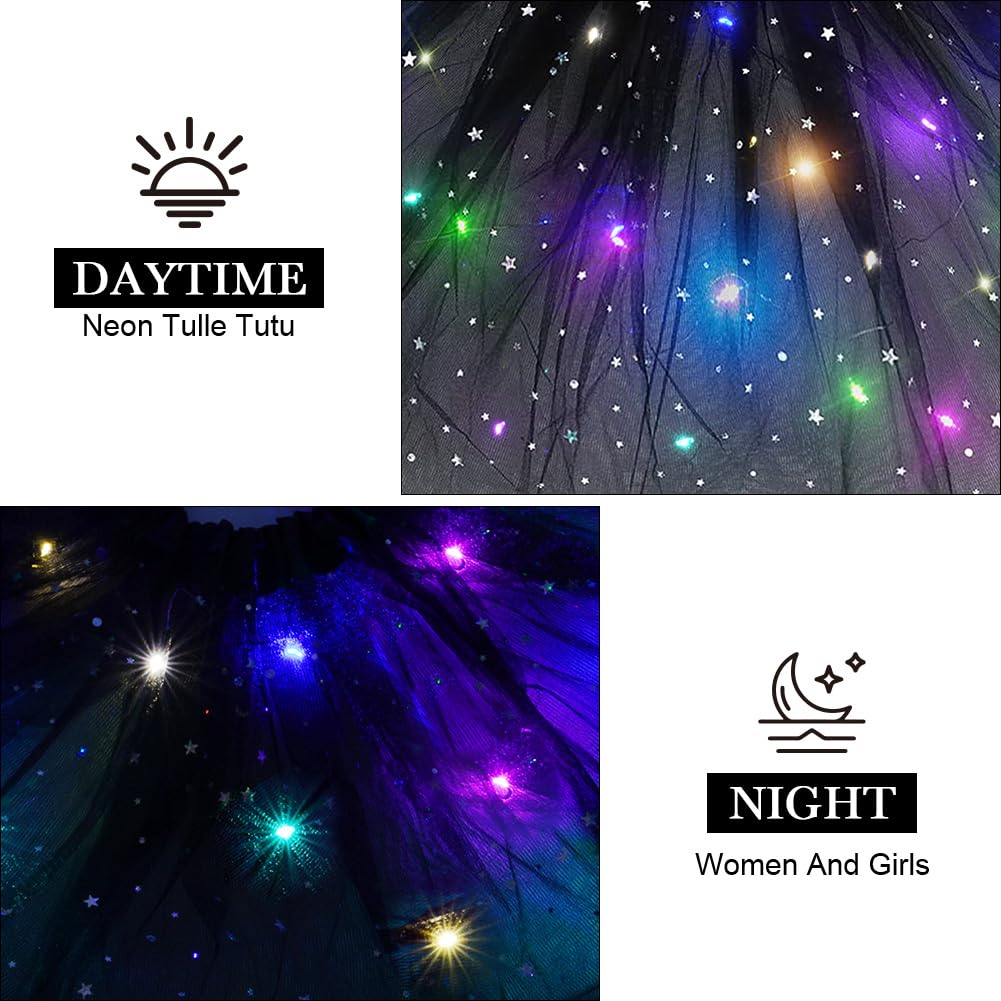 URAQT Gonna Tulle LED per Bambina, Gonna a tutù in Tulle Luminoso, Gonna tutù Ragazze in Tulle con 3 modalità di Illuminazione, per Feste Carnevale Halloween Spettacolo Danza Fotografia