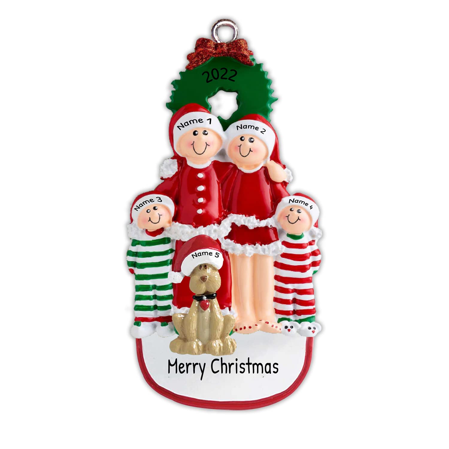 kaululu Personalised Christmas Tree Decorations Wood Pendant Christmas Ornaments with Names for Home,Indoor New Year Gifts (Style 3, Name 5)