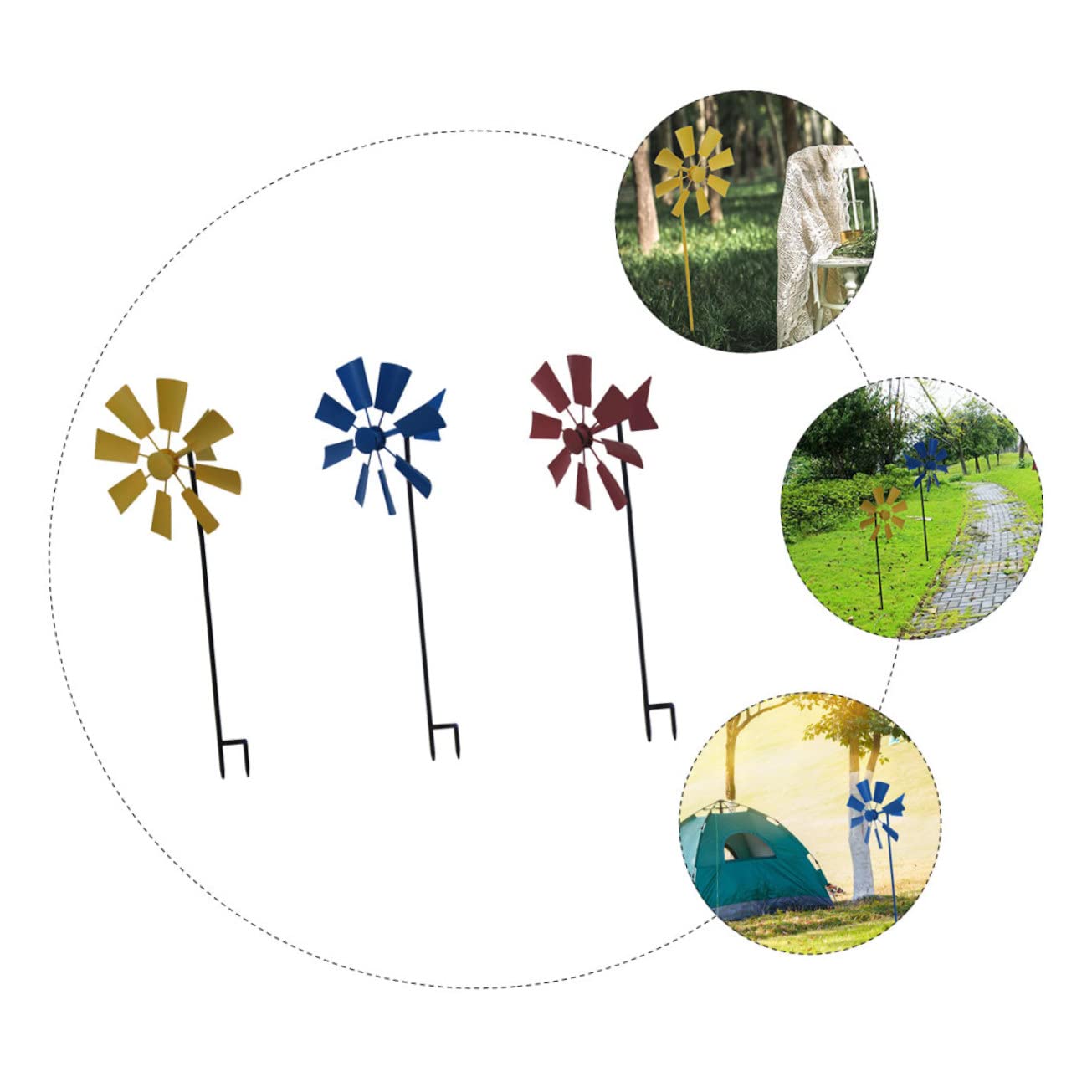VICASKY 3stücke Garten Windmühle Aus Metall Windräder Für Garten Windmühle Für Außenbereich Filigranes Design Farbenfrohe Dekoration Für Haus Und