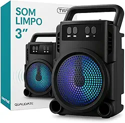 Caixa de Som Portátil Super Potente, Caixa de Som Bluetooth, Conexão USB, Cartão de Memória, Cabo P2, Som Limpo e Potente, Perfeita Para Viagens, Festas, Praia, Botões de Controle, Impermeável