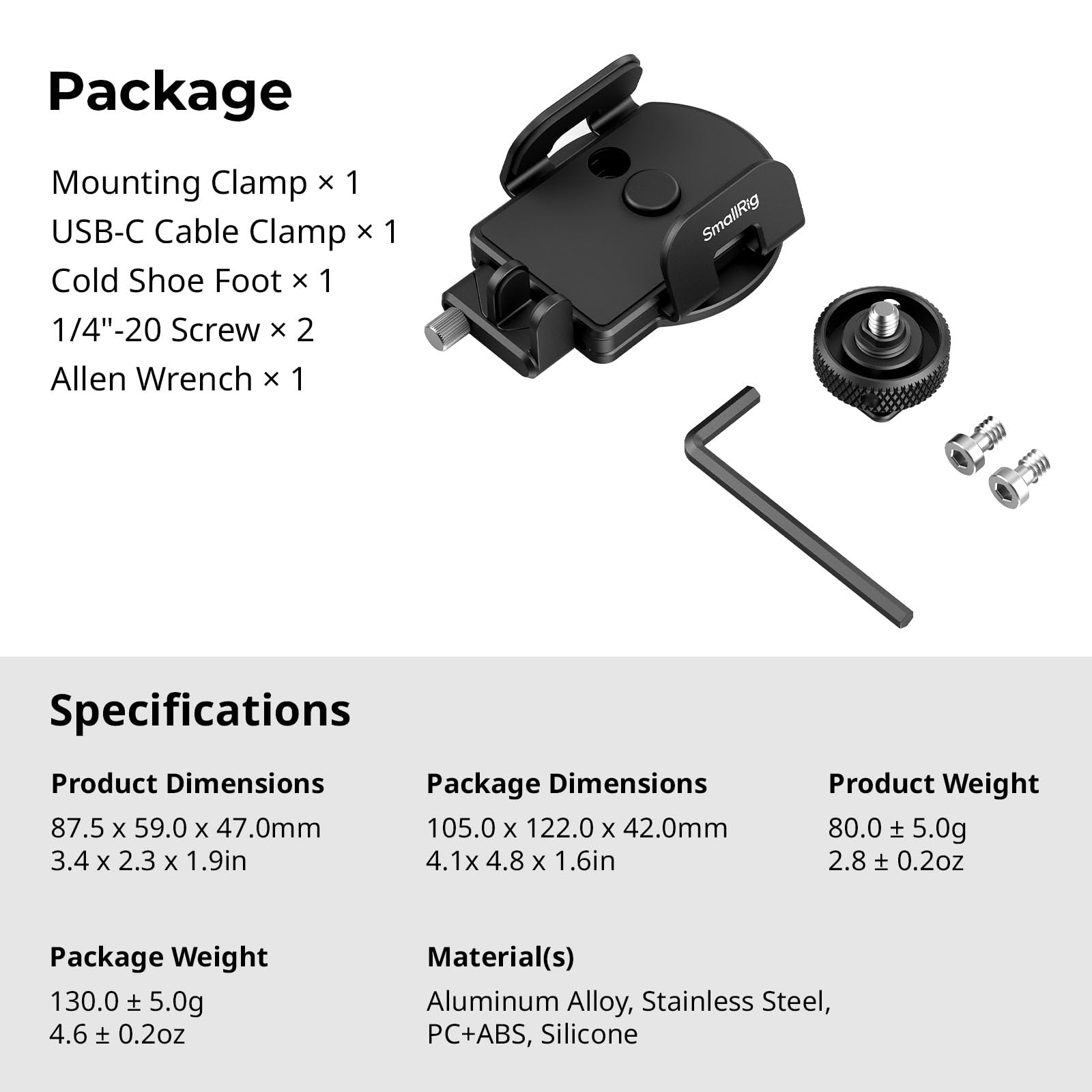 SMALLRIG Supporto universale SSD con morsetto per slitta flash, larghezza 40-60 mm, supporto SSD per MagSafe per Samsung T5/T7 SSD, per Sandisk SSD, iPhone e corpo fotocamera - 5196