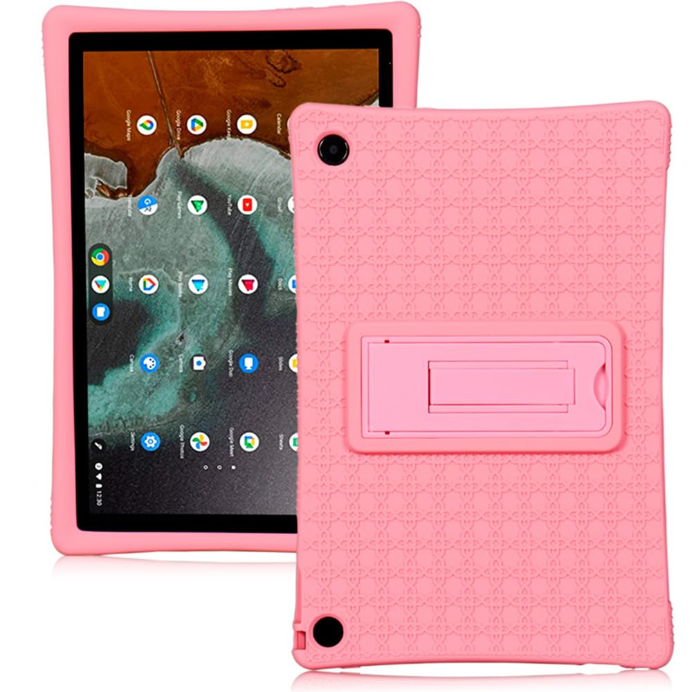 Compatible with ASUS Chromebook Detachable CM3 CM3000 Tablet Case, Full Coverage Ultra Slim Silicone Shockproof Lightweight Bracket Shell Cover Case (Pink)