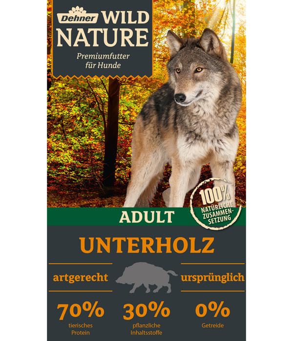 Dehner Wild Nature Hundefutter Unterholz, Trockenfutter getreidefrei / zuckerfrei, für ausgewachsene Hunde, Wildschwein, 4 kg