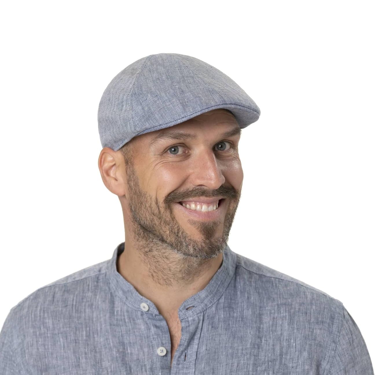 HAMMABURG Herringbone Flat Cap Men Blue 7 1/4-7 3/8