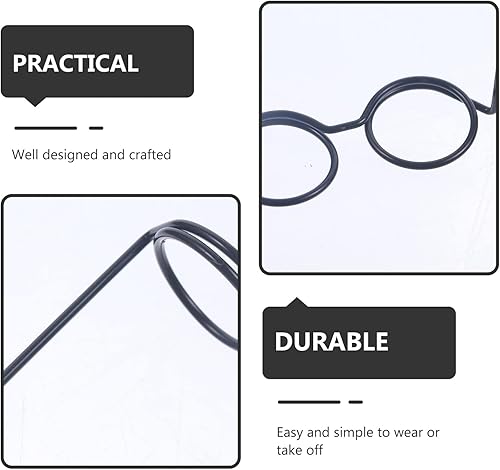 Miniatura 6 de NUOBESTY 20 mini lentes de muñeca con borde de alambre de metal, lentes transparentes, lentes de tela, para disfraz, muñecas, accesorios de disfraz