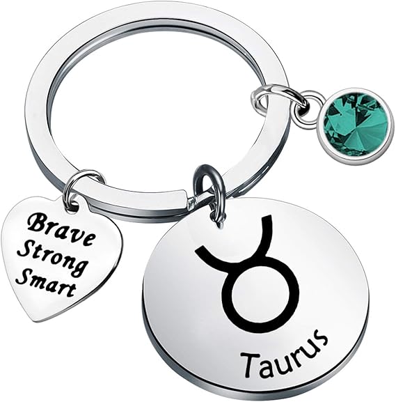 bobauna 12 Zodiac Constellation Disc Keychain Birthstone Horoscope Jewelry Astrology Gift For Family Friend