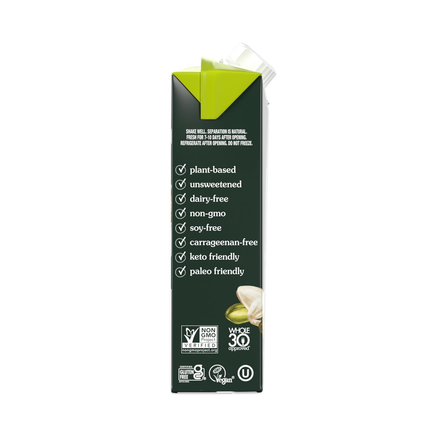 nutpods Pistachio Unsweetened Dairy-Free Creamer, Made from Almonds and Coconuts, Whole30, Keto, Gluten Free, Non-GMO, Vegan, Kosher (12-Pack)