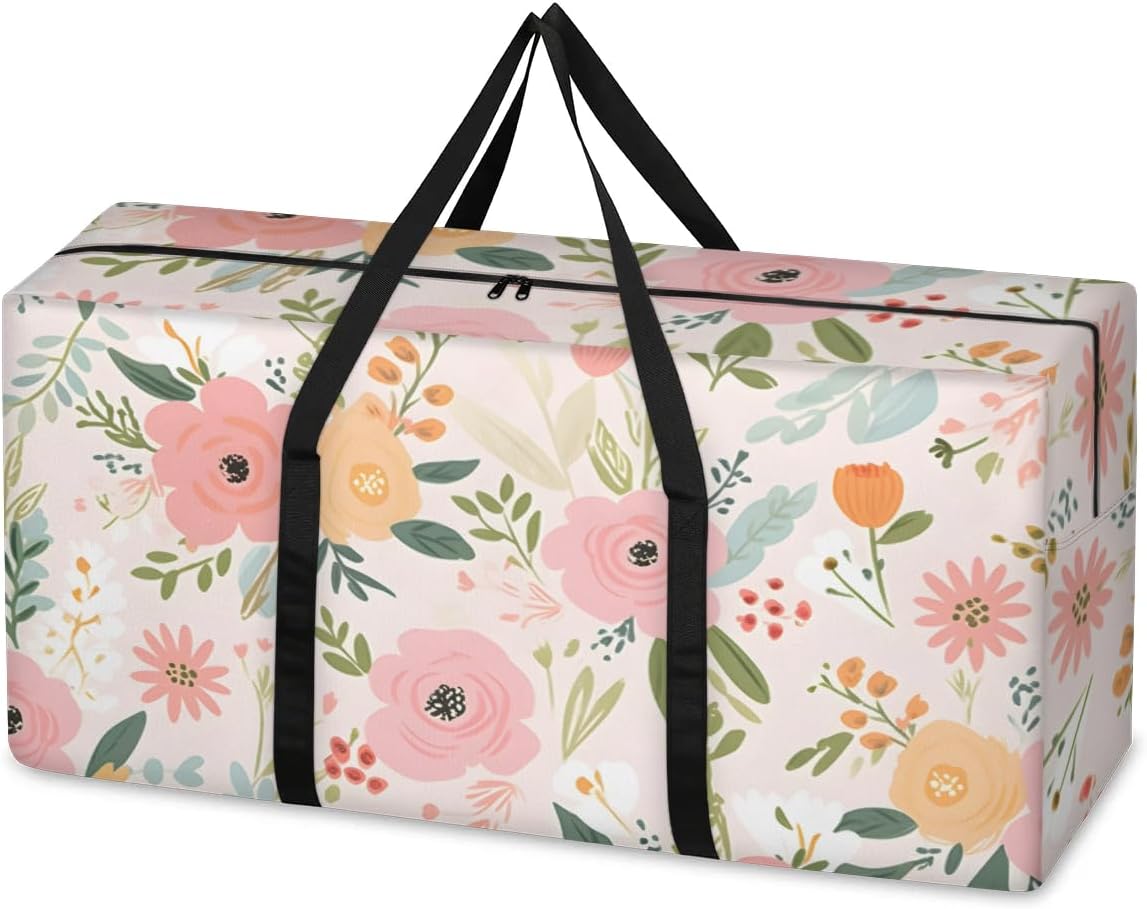 Moving Bags Heavy Duty Storage Bags for Clothes Moving Supplies Packing Bags for Moving Traveling Patterned Flower Floral