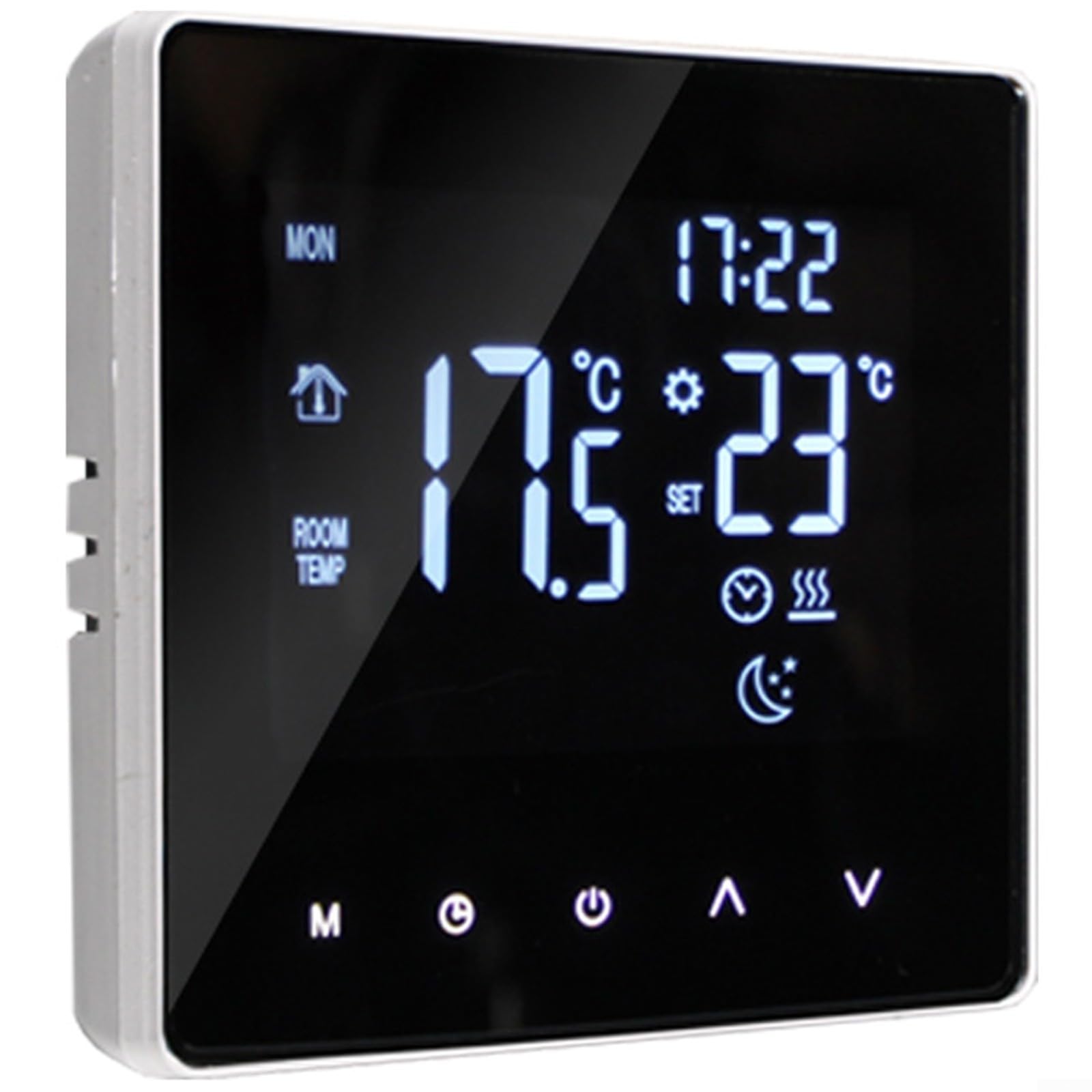 Wi-Fi-Thermostat für Wasser-Fußbodenheizung, intelligente Fußbodenheizung, Wandkessel, LCD-Temperatur, Sprachsteuerung (weiß)