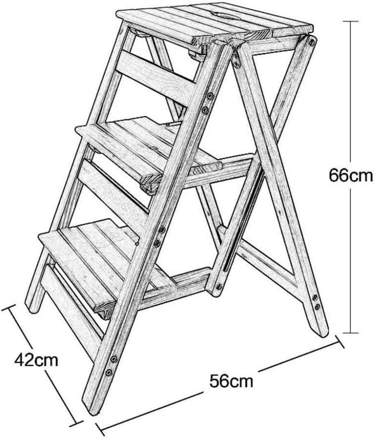 Step Ladders Folding Stool Ladder Stool Library Steps Stool Multifunctional Wooden Kitchen Office Use Ladder Chair (B)