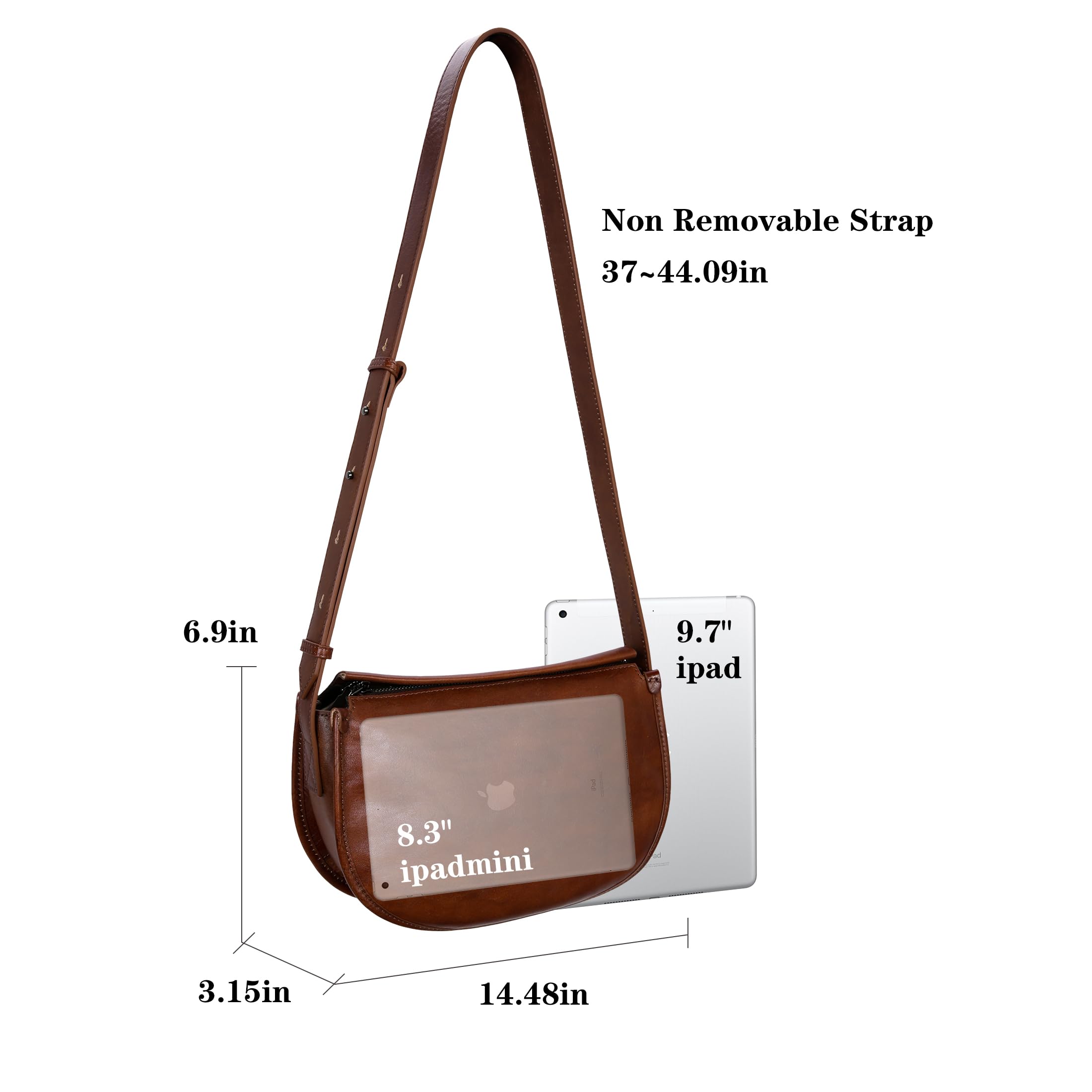 HESHE Leather Crossbody Purses for Women Shoulder Bag Zipper Satchel Handbags Medium Size Hobo Cross Body Bag Travel(Coffee)