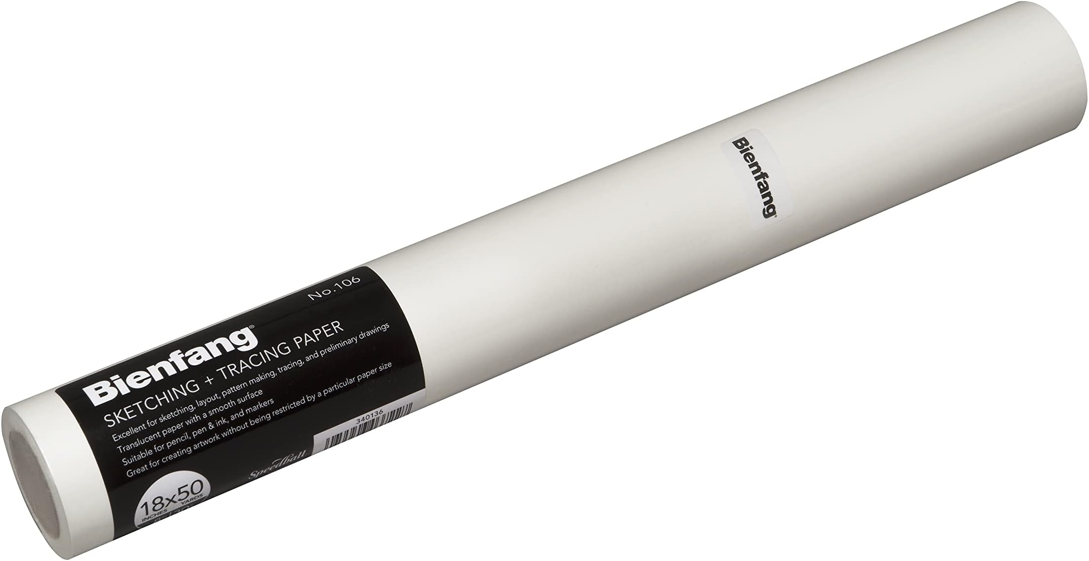 Bienfang Sketching & Tracing Paper Roll, White, 18 Inches x 50 Yards - for Drawing, Trace, Sketch, Sewing Pattern