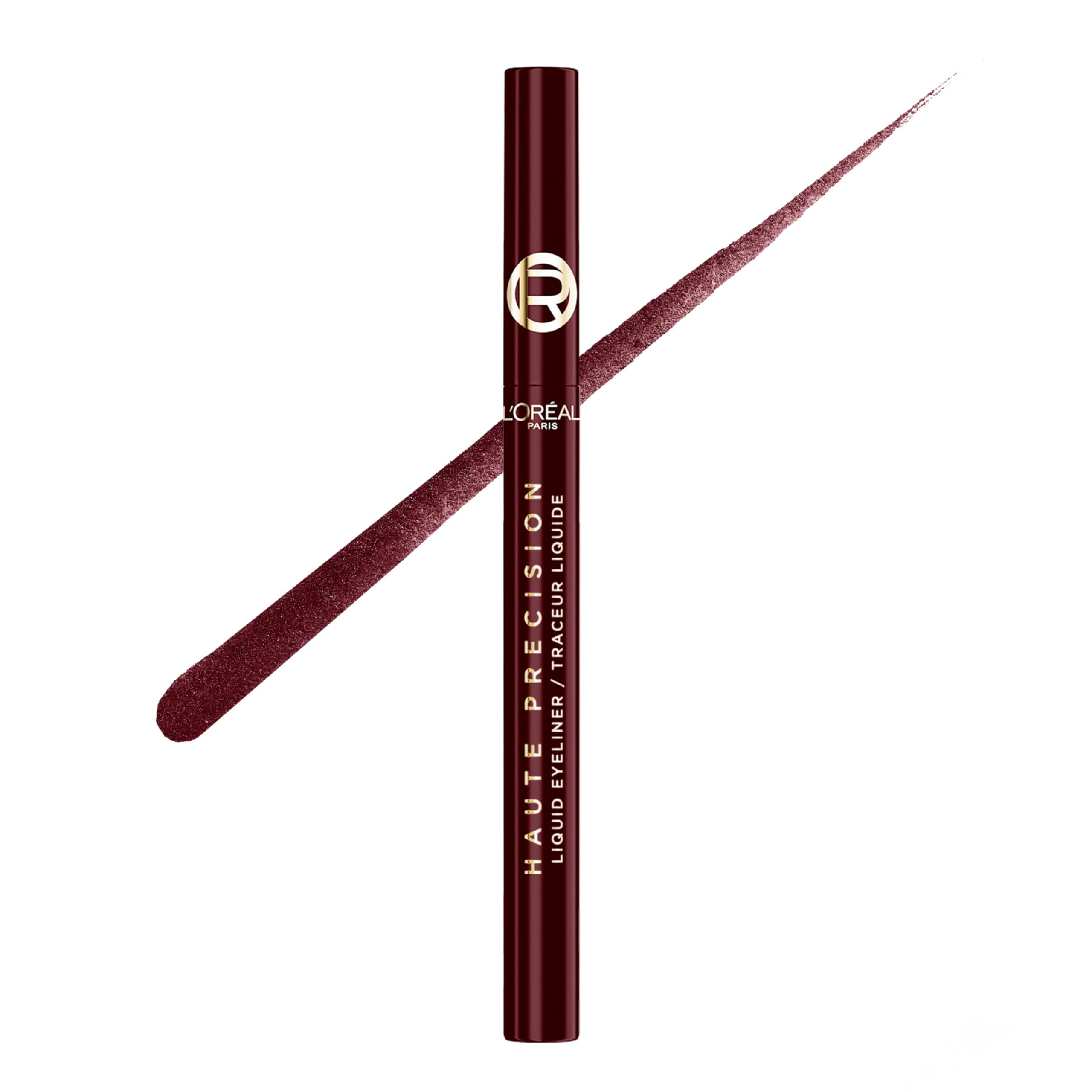 L'Oreal Paris Haute Precision Waterproof Liquid Eyeliner, Smudge-Proof Eye Liner with Micro-Tip, for up to 28HR Eye Makeup Wear, 050 Burgundy Cashmere 050 BURGUNDY CASHMERE 0.03 Fl Oz (Pack of 1)
