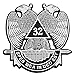 32nd Degree Scottish Rite Chrome Finish ABS Plastic Masonic Auto Emblem - 3" Tall