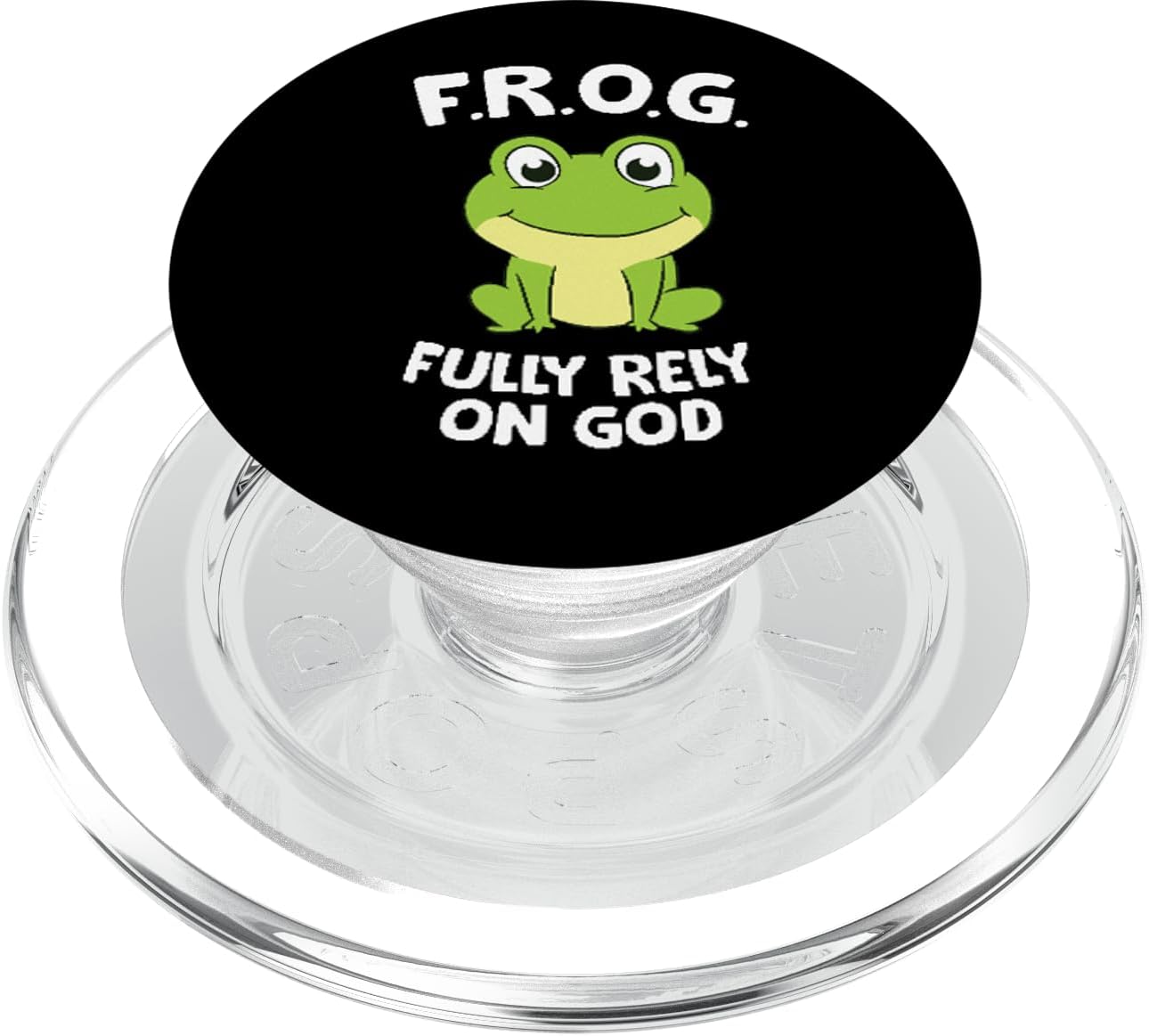 Cute Frog Fully Rely On God Christian Frog PopSockets PopGrip for MagSafe