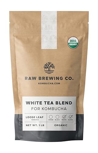 Kombucha.com - Té orgánico de hojas sueltas con certificación Kombucha - Mezclas de preparación de Kombucha (mezcla de té blanco, 8 onzas) hace