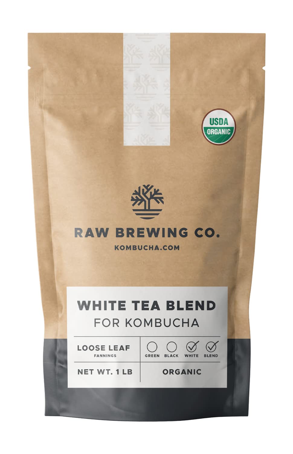 Kombucha.com Certified Organic Loose Leaf Tea - Kombucha Brewing Blends (White Tea Blend, 8 Ounce). Makes up to 25 gallons.