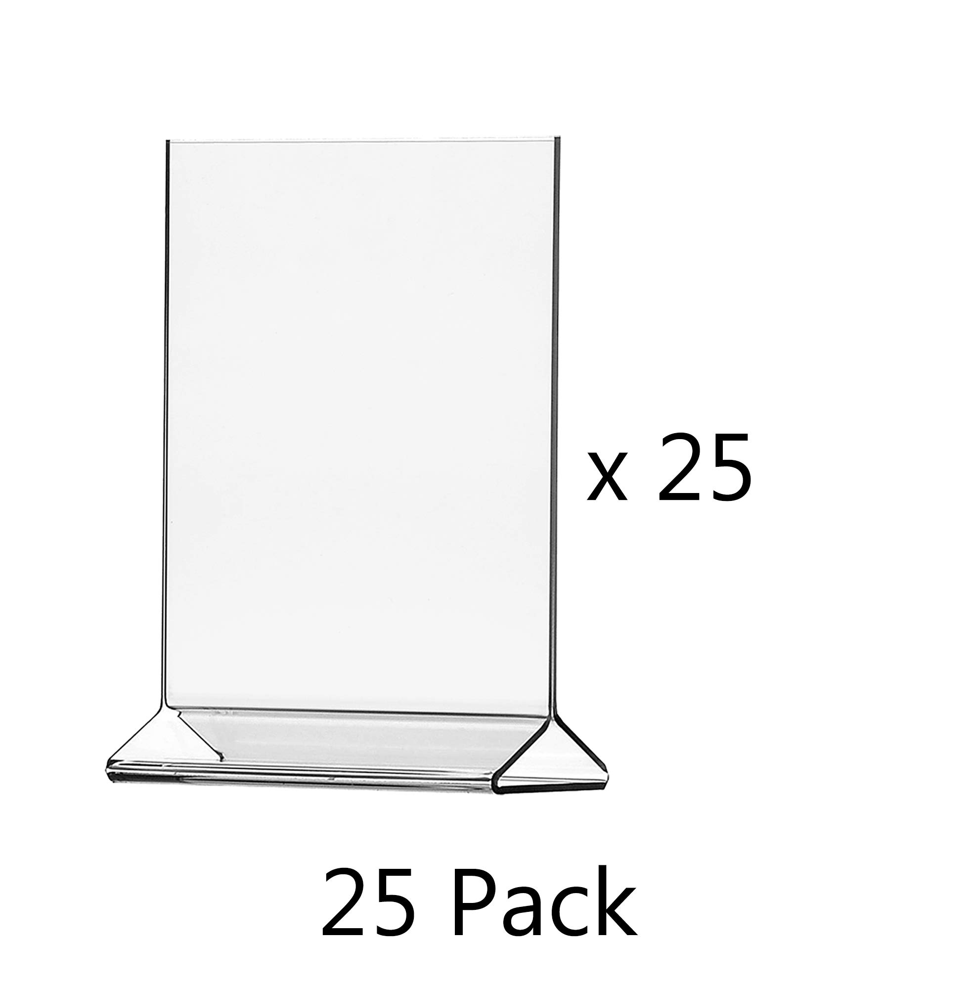 Marketing Holders 25 Pack Clear Acrylic Sign Holder 4 x 6 Inch Paper Flyer Frame Letter Notice Menu Pricing Deli Table Tent Vertical Top Loading Countertop Event Sign Holder Display