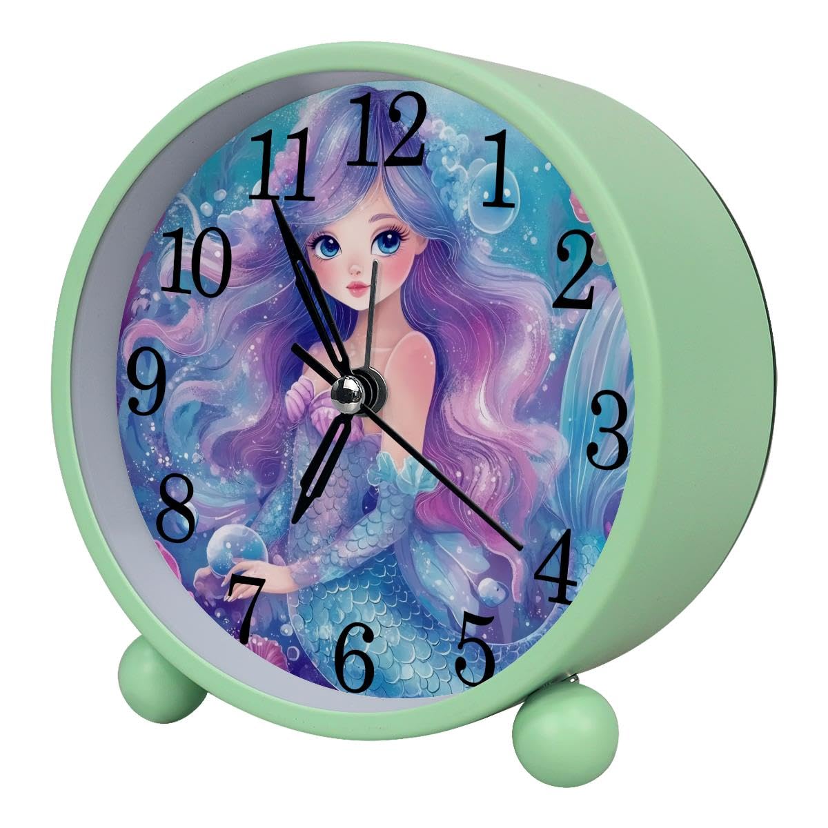 Luoweisi Alarm Clock Mermaid, Silent Non-Ticking with Night Light