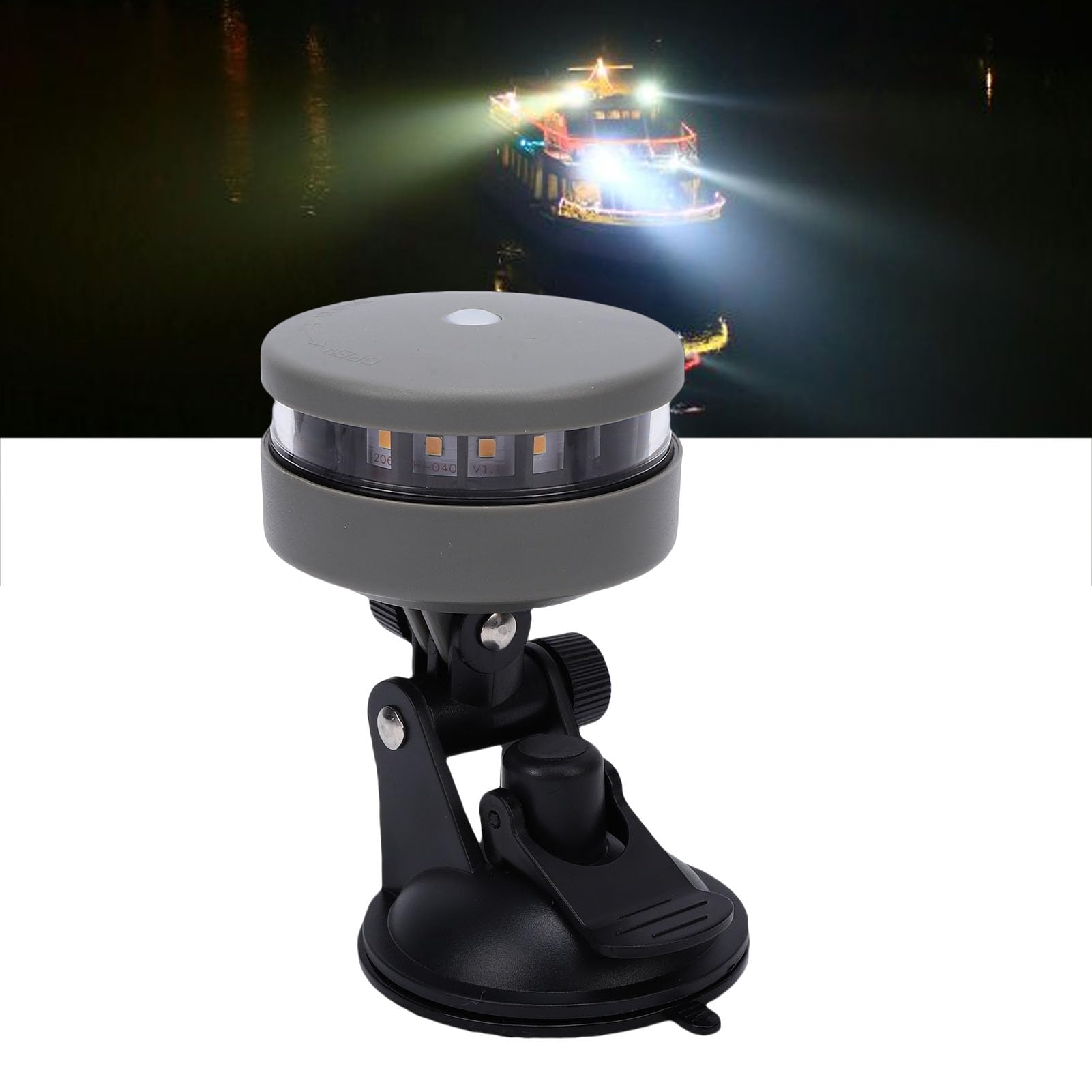 Hyuduo Bootsnavigationslicht, LED-Ankerlicht mit Saugnapfsockel, IP67, Wasserdicht, 2 Nm Sichtbarkeit, 55 Lm, warmweiß, für Kleine Boote, Kajaks Unter 39 Fuß