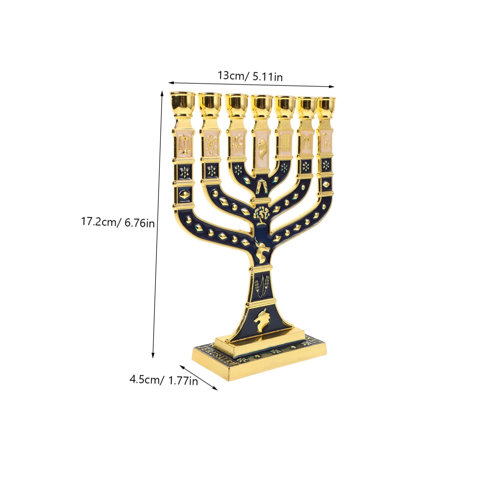 GARVALON Candeliere Ebraico da Tavolo in Lega di Alluminio Blu Design a 7 Bracci Elegante per Cerimonie Religiose e Decorazione della Tavola in Ambito Familiare