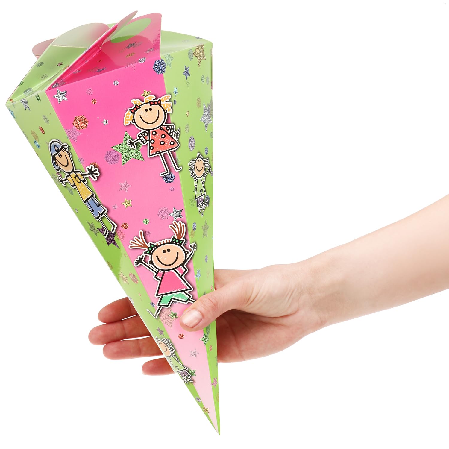 com-four 2 Coni Scolastici 30cm Pieghevole Cartone per Scuola Confezione Regalo