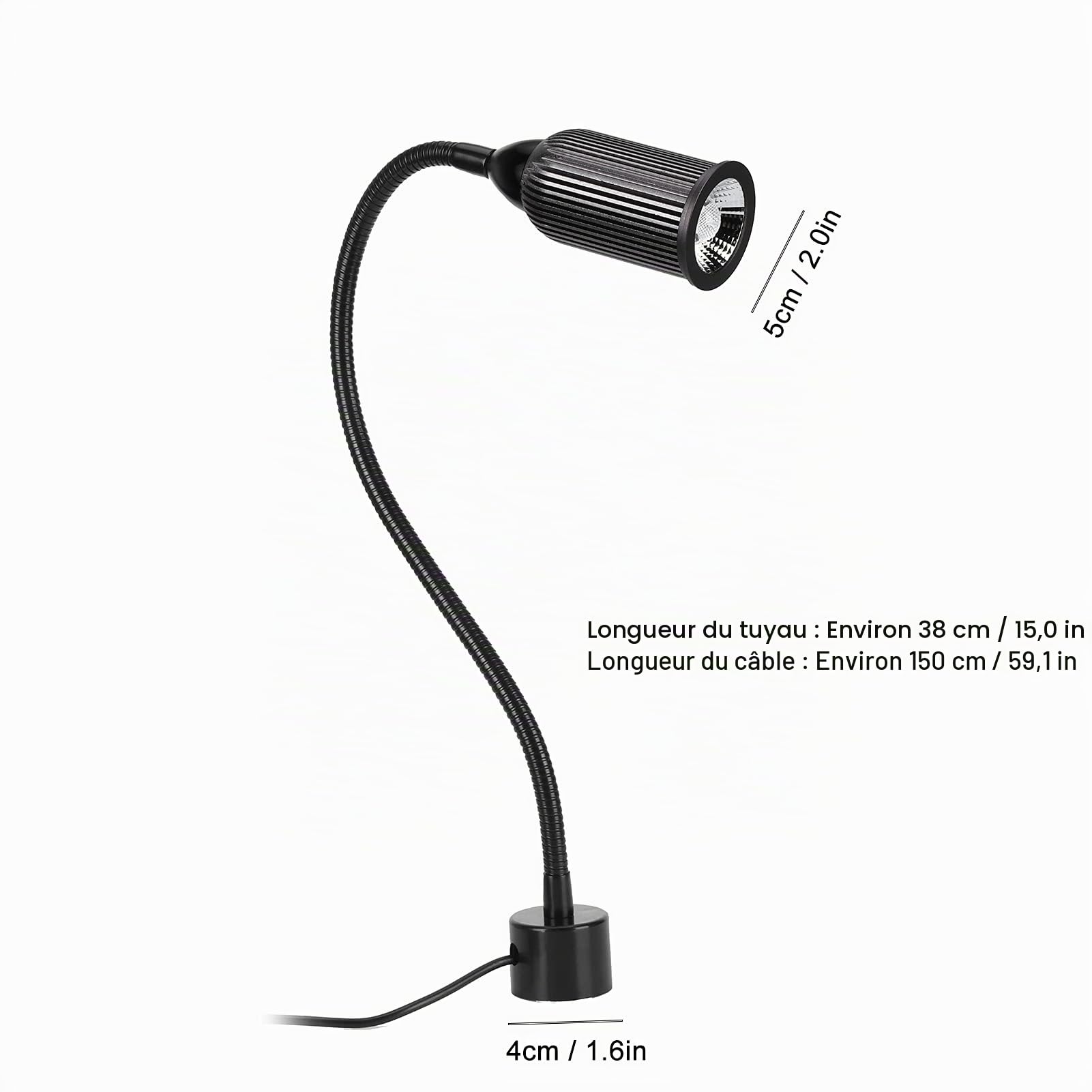 Lampe de Table à LED 15W, Lampes de Machine à Coudre, Lampe de Travail à Base Aimantée avec Bras Flexible en Col de Cygne pour Atelier de Fraisage à Coudre et Autres Tâches de(EU Plug)