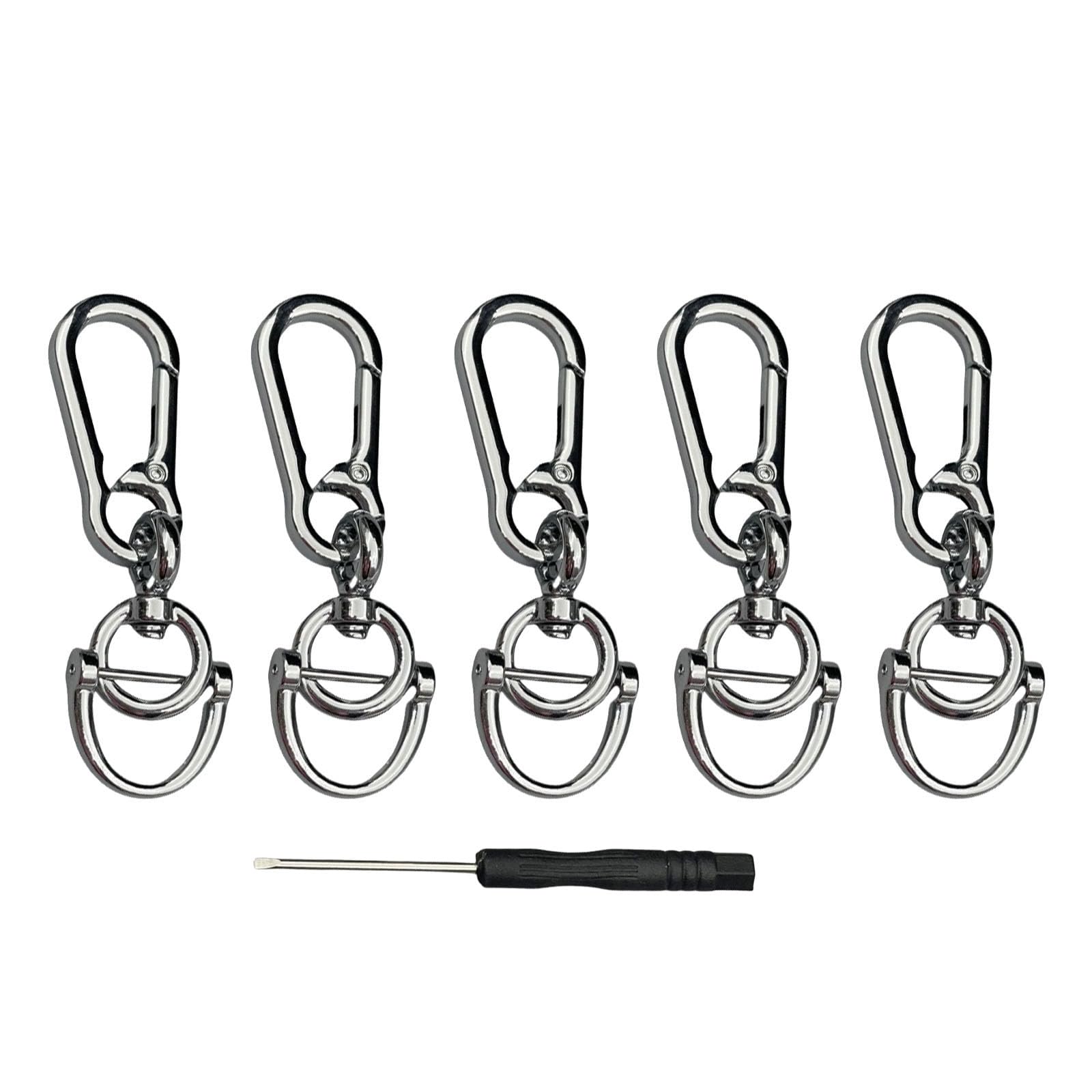 Tsophreniq Of 5 Heavy Duty Zincs Alloy Carabiner Keychain Clip Secure Detachable Horseshoe Shape Hook for Keys Backpacks Outdoor Keychain Clip
