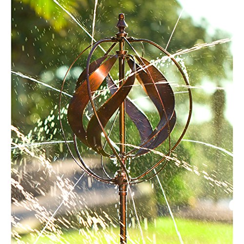 Evergreen 89-inch Copper Outdoor Safe Kinetic Hydro Spinner Lawn Watering Garden Stake - Image 3