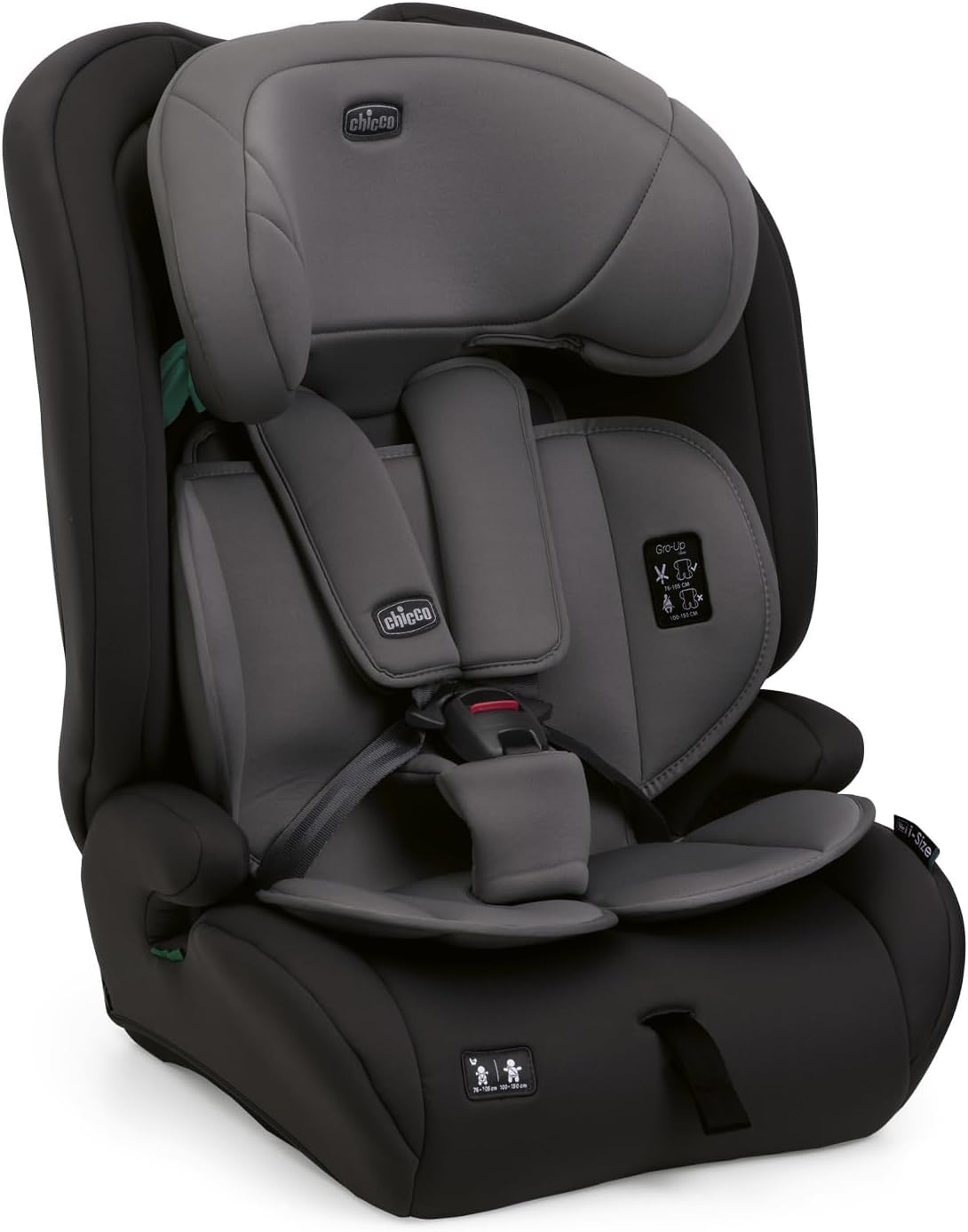 Chicco Gro Up i-Size, Siège Auto 15 Mois - 12 Ans (76-150 cm), Léger, ne pèse que 5 kg, Avec Système Isofix, Appui-tête réglable, Avec réducteur, Installation avec ceinture de sécurité voiture