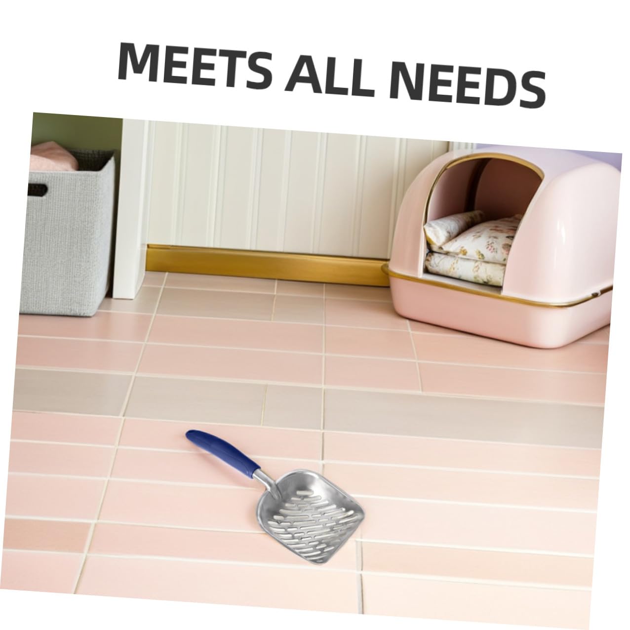 Lurrose 2 Pezzi Paletta per Lettiera Gatti in Alluminio e ABS Setaccio con Fori Larghi per Filtraggio Rapido Manico Ergonomico per Presa Confortevole Resistente e Facile da Pulire per