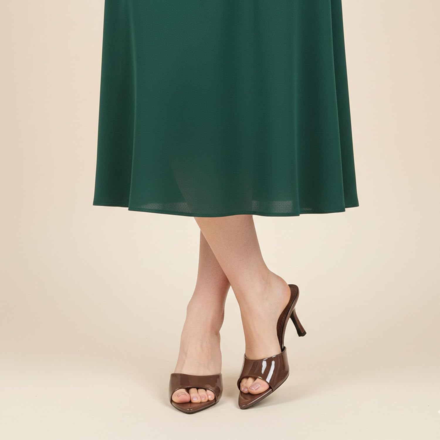 High Heel Mules for Women Slip On Open Pointed Toe Classy Patent Leather Stiletto Pumps Formal Slingback Mule Sandals Dress Walking Shoes - Image 3