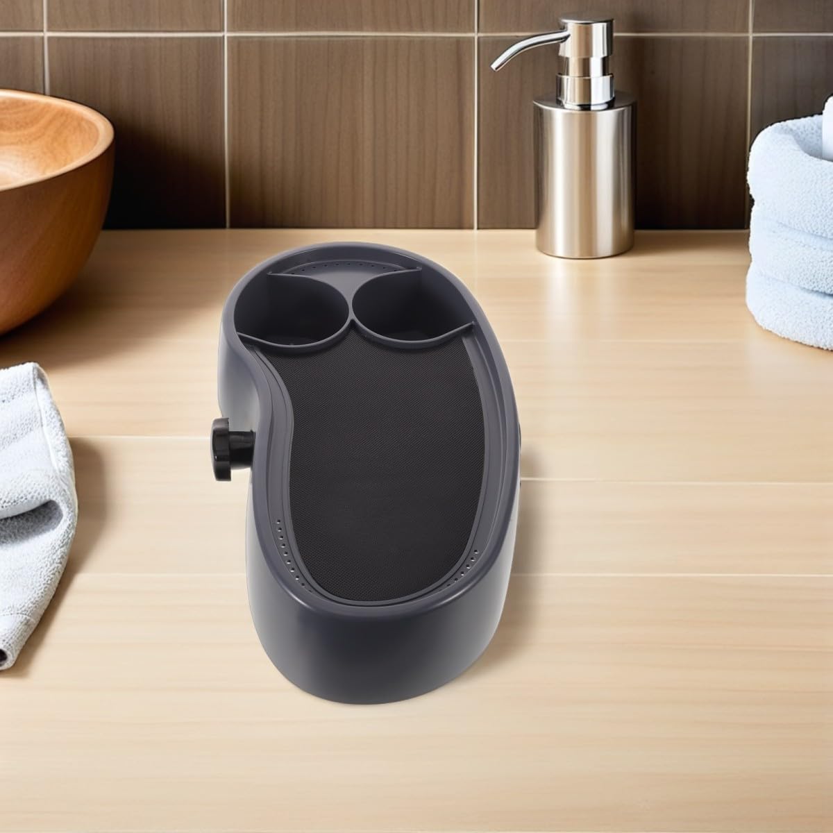 ifundom Bandeja Ajustable para Bañera Antideslizante con Soporte para Bebidas y Orificios de Drenaje Mesa Lateral de Plástico para SPA Compatible con Grosor para Snacks y Teléfonos