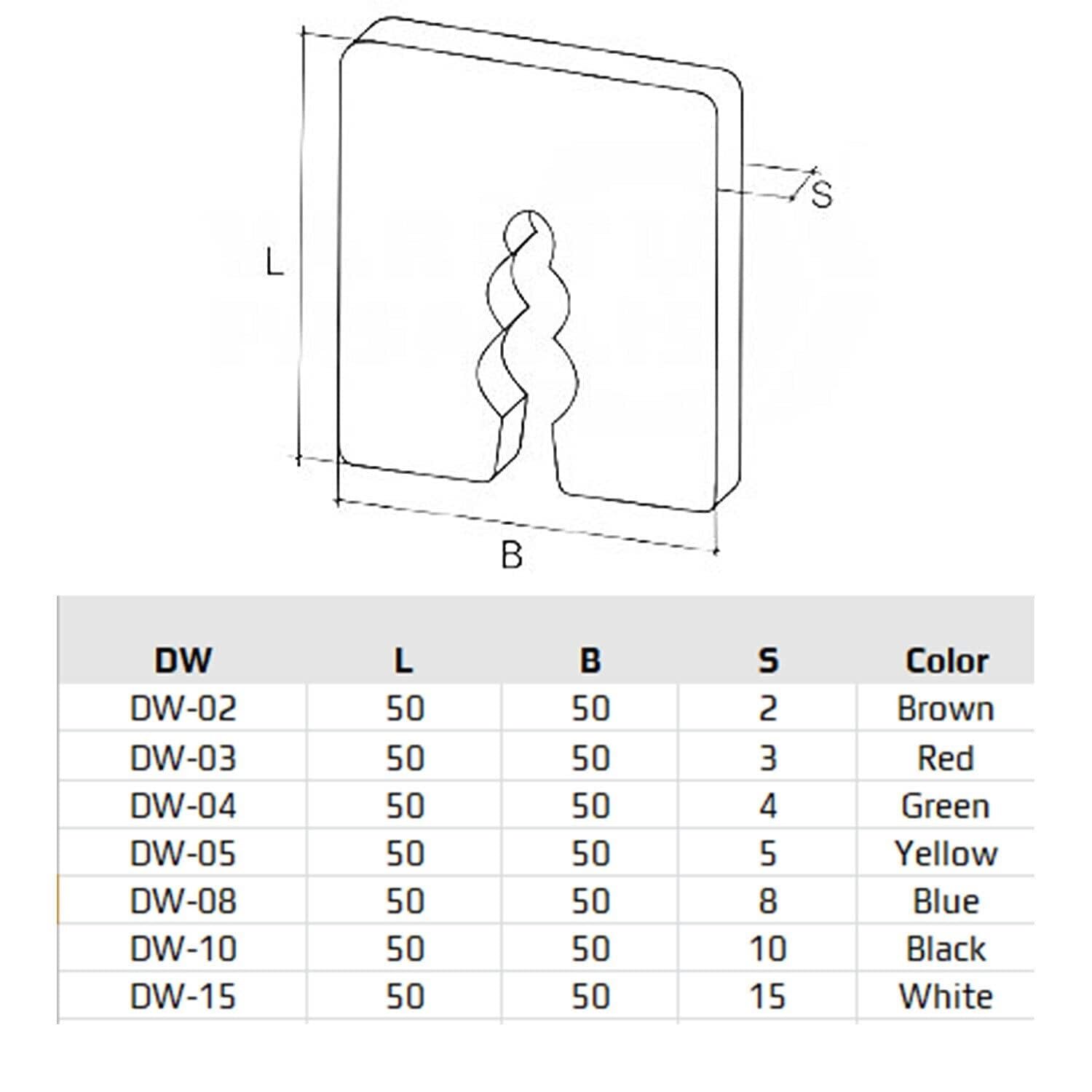 Cales d'espacement en plastique codées par couleur, paquet de 25 - Outils