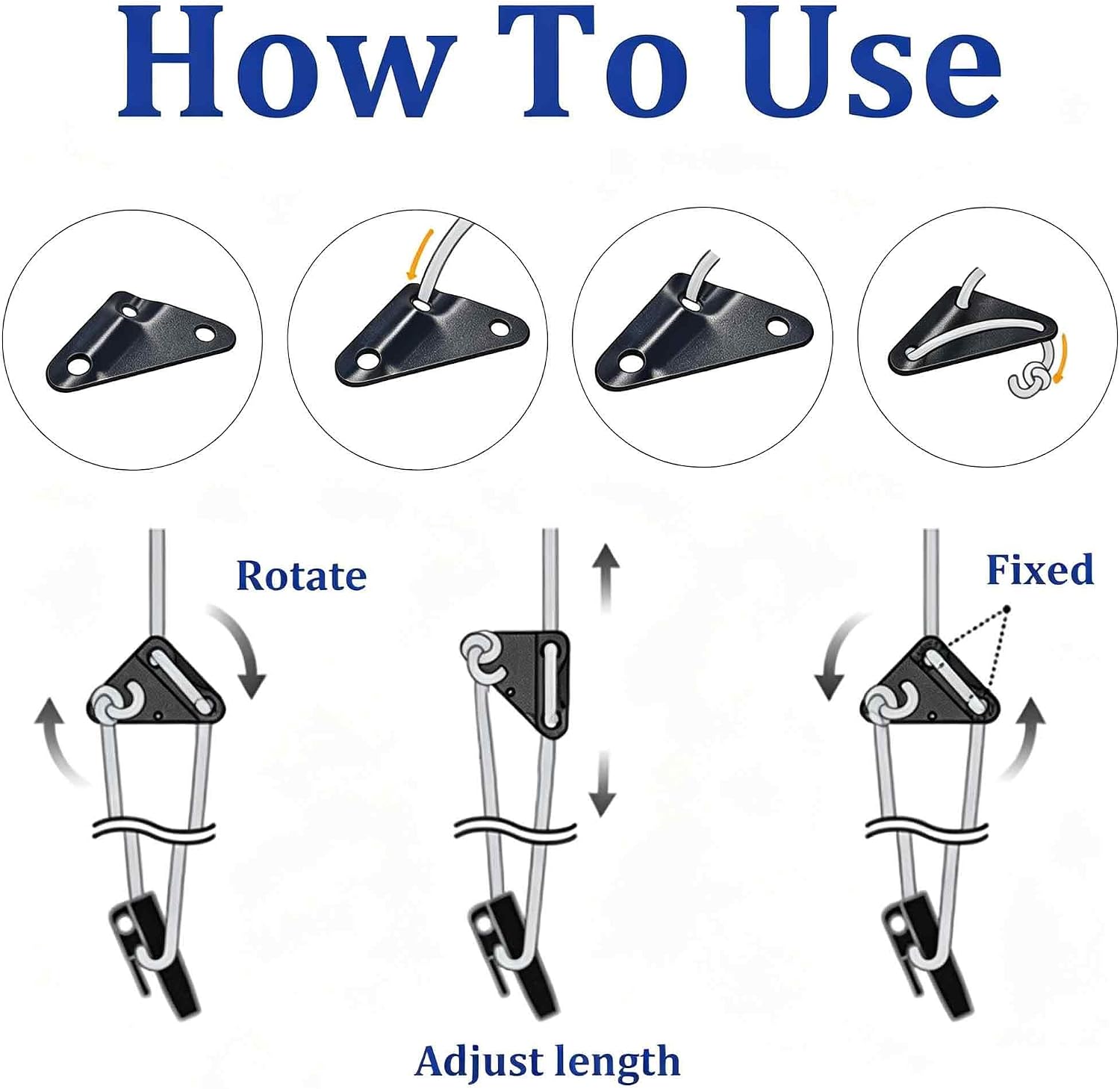 12PCS Aluminum Alloy Tent Rope Tensioner, Portable Triangle Shape Guyline Cord Adjuster for Camping Hiking Backpacking Outdoor Tent Accessories (Black)