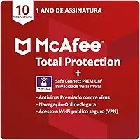 McAfee Total Protection | 10 dispositivos | Software de segurança antivírus para Internet | VPN, gerenciador de senhas, monitoramento da Dark Web e controles parentais | Assinatura de 1 ano | Cartão-chave