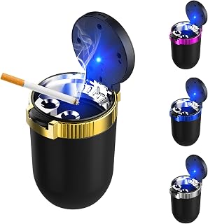 KVAEY Portable Car Ashtray with LED Light