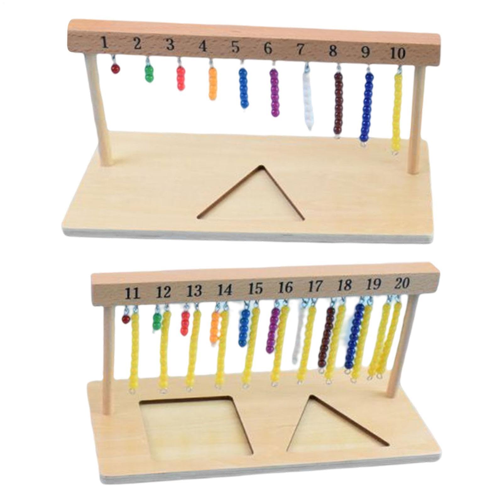 Perlas Matemáticas Montessori – Soporte De Madera Duradera De 1 A 20 Perlas, Juego Educativo Matemático Montessori, Ábaco De Contaje De Madera Para Niños, Herramienta De Aprendizaje Práctica Con
