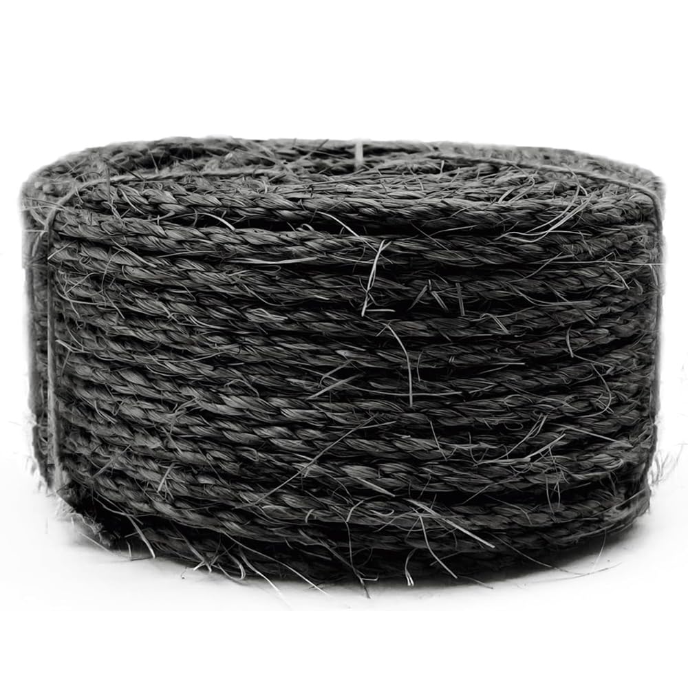 SGAVAHSG Sisal Rope for Cat Scratcher Cat Tree Repairing 33 FT, 6mm (1/4 inch) Diameter Natural Sisal Rope for Scratching Post Tower Replacement or Recovering, DIY Cat Scratcher, Black โ image 1