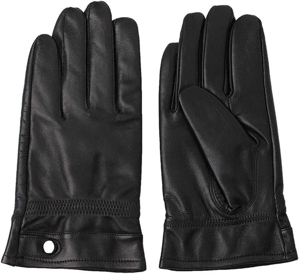 円 激安セール Adkhf 革手袋メンズ暖かい手袋革手袋ボタン装飾労働手袋 Color Black Size Xl Code 23cm