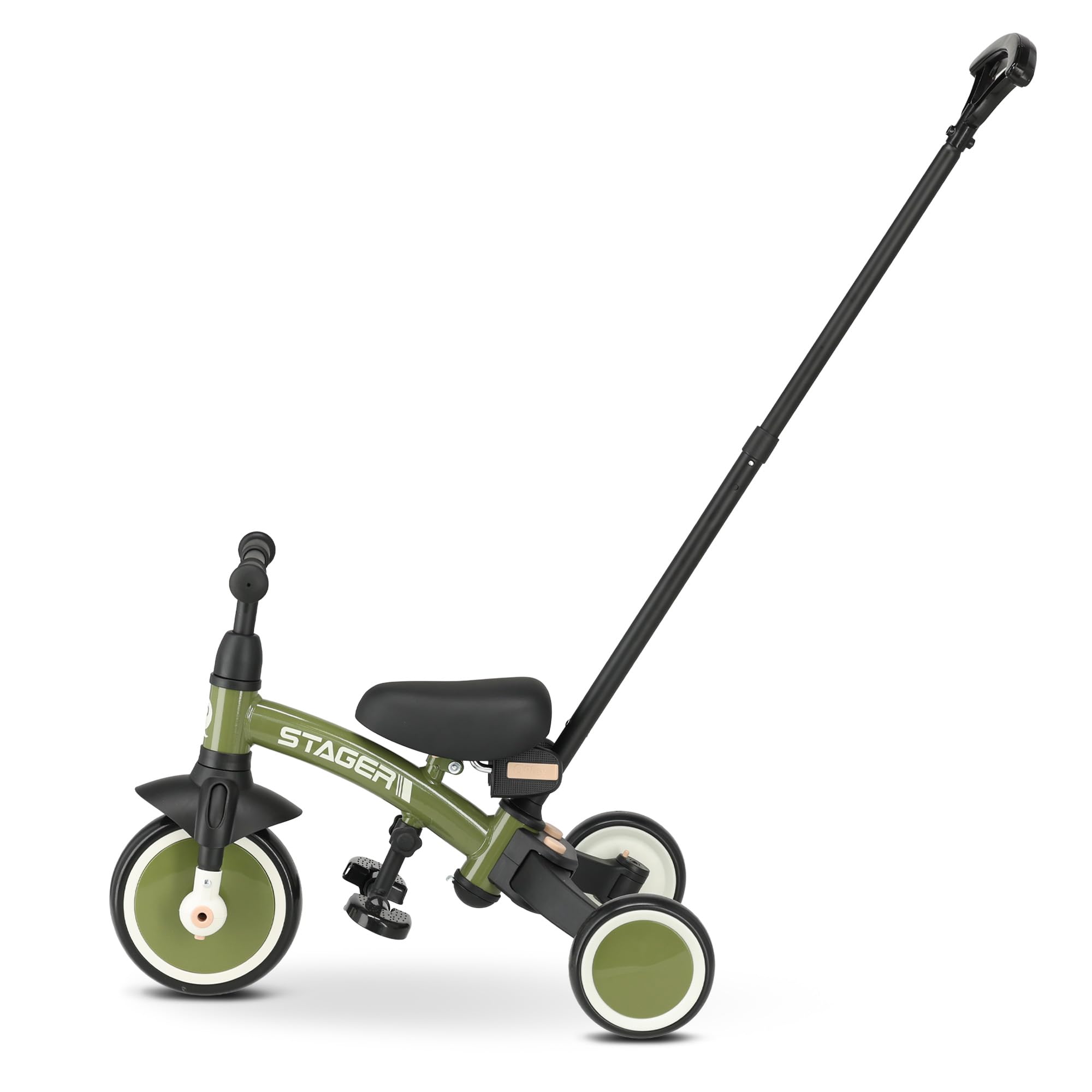 Triciclo & Bici d'equilibrio senza pedali QPLAY Stager 3 in 1, con maniglione a spinta, pedali rimovibili, si trasforma da 3 a 2 ruote senza attrezzi, sella regolabile, dai 2 ai 6 anni (Silver)