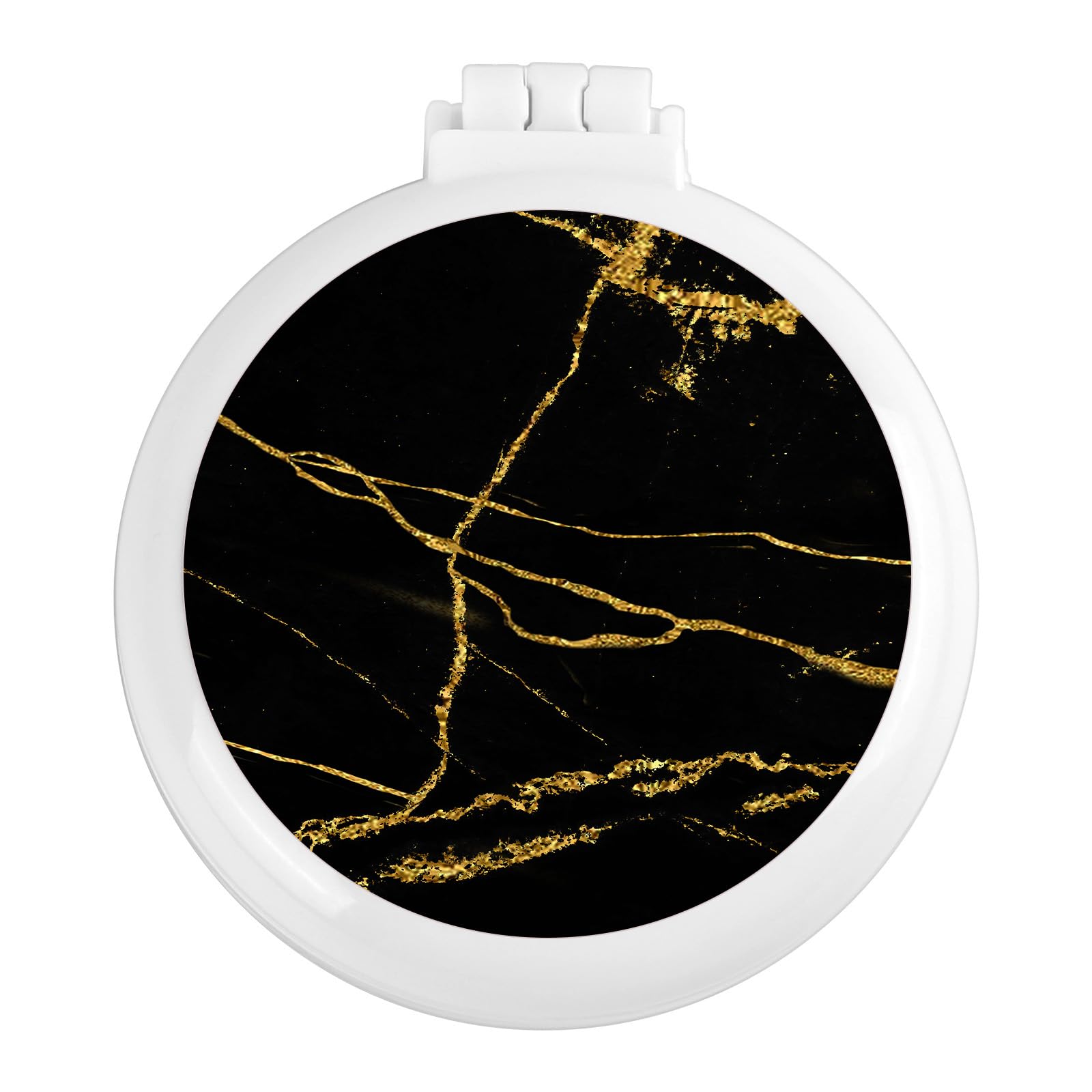 Mini Makeup Mirror Comb Compact And Foldable Portable Womens Handbag Essential Travel Essential Compact Comb Black Marble